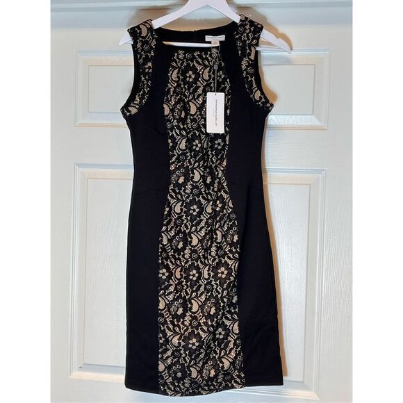 Katherine Barclay Black w/ Lace Panel Sleeveless Dress sz 4 NWT - Picture 1 of 5